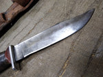 Vtg Schrade Walden H 15 NY USA Hunting Knife Stacked Leather Handle Sheath Nice