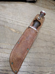 Vtg Schrade Walden H 15 NY USA Hunting Knife Stacked Leather Handle Sheath Nice