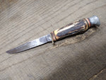 Vtg Edge Mark 489 Solingen Germany Fixed Blade Hunting Knife Antler Stag Handle