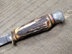Vtg Edge Mark 489 Solingen Germany Fixed Blade Hunting Knife Antler Stag Handle