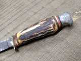 Vtg Edge Mark 489 Solingen Germany Fixed Blade Hunting Knife Antler Stag Handle