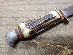 Vtg Edge Mark 489 Solingen Germany Fixed Blade Hunting Knife Antler Stag Handle