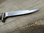 Vtg Western Boulder USA L28 Fixed Blade Bird & Trout Knife Stacked Leather 6.5"