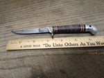 Vtg Western Boulder USA L28 Fixed Blade Bird & Trout Knife Stacked Leather 6.5"