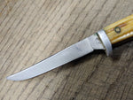Vtg Orig Queen USA 6" Fixed Blade Bird Trout Knife Winterbone Scales 40's Carbon