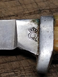 Vtg Orig Queen USA 6" Fixed Blade Bird Trout Knife Winterbone Scales 40's Carbon