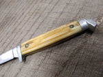 Vtg Orig Queen USA 6" Fixed Blade Bird Trout Knife Winterbone Scales 40's Carbon