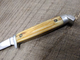 Vtg Orig Queen USA 6" Fixed Blade Bird Trout Knife Winterbone Scales 40's Carbon