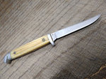 Vtg Orig Queen USA 6" Fixed Blade Bird Trout Knife Winterbone Scales 40's Carbon