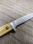 Vtg Orig Queen USA 6" Fixed Blade Bird Trout Knife Winterbone Scales 40's Carbon
