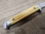 Vtg Orig Queen USA 6" Fixed Blade Bird Trout Knife Winterbone Scales 40's Carbon