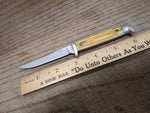 Vtg Orig Queen USA 6" Fixed Blade Bird Trout Knife Winterbone Scales 40's Carbon