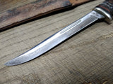 Vtg Case XX USA Fixed Blade Knife Stacked Leather Handle 9" with Leather Sheath