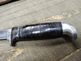 Vtg Case XX USA Fixed Blade Knife Stacked Leather Handle 9" with Leather Sheath