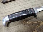 Vtg Case XX USA Fixed Blade Knife Stacked Leather Handle 9" with Leather Sheath