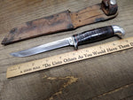 Vtg Case XX USA Fixed Blade Knife Stacked Leather Handle 9" with Leather Sheath