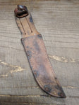 Vtg Case XX USA Fixed Blade Knife Stacked Leather Handle 9" with Leather Sheath