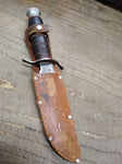 Vtg Forest Friend Fixed Blade Hunting Knife Stacked Leather Handle Sheath Japan!