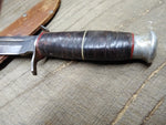 Vtg Forest Friend Fixed Blade Hunting Knife Stacked Leather Handle Sheath Japan!