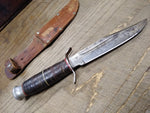 Vtg Forest Friend Fixed Blade Hunting Knife Stacked Leather Handle Sheath Japan!