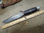 Vtg Forest Friend Fixed Blade Hunting Knife Stacked Leather Handle Sheath Japan!