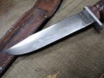 Vtg Schrade Walden H 15 Fixed Blade Hunting Knife Stacked Leather Handle Sheath
