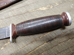Vtg Schrade Walden H 15 Fixed Blade Hunting Knife Stacked Leather Handle Sheath