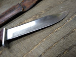 Vtg Schrade Walden H 15 Fixed Blade Hunting Knife Stacked Leather Handle Sheath