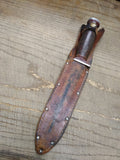 Vtg Schrade Walden H 15 Fixed Blade Hunting Knife Stacked Leather Handle Sheath