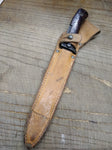 Vtg 1980s Czechoslovakian 9V700 Bayonet Fighting Knife 11 1/8" Leather Scabbard