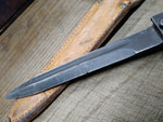 Vtg 1980s Czechoslovakian 9V700 Bayonet Fighting Knife 11 1/8" Leather Scabbard