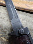 Vtg 1980s Czechoslovakian 9V700 Bayonet Fighting Knife 11 1/8" Leather Scabbard