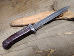 Vtg 1980s Czechoslovakian 9V700 Bayonet Fighting Knife 11 1/8" Leather Scabbard