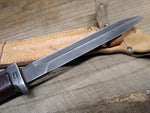 Vtg 1980s Czechoslovakian 9V700 Bayonet Fighting Knife 11 1/8" Leather Scabbard