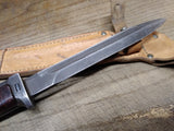 Vtg 1980s Czechoslovakian 9V700 Bayonet Fighting Knife 11 1/8" Leather Scabbard