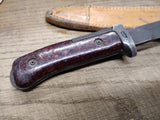 Vtg 1980s Czechoslovakian 9V700 Bayonet Fighting Knife 11 1/8" Leather Scabbard