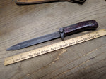 Vtg 1980s Czechoslovakian 9V700 Bayonet Fighting Knife 11 1/8" Leather Scabbard