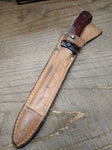 Vtg 1980s Czechoslovakian 1342c Bayonet Fighting Knife 11 1/8" Leather Scabbard