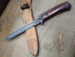 Vtg 1980s Czechoslovakian 1342c Bayonet Fighting Knife 11 1/8" Leather Scabbard