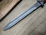 Vtg 1980s Czechoslovakian 1342c Bayonet Fighting Knife 11 1/8" Leather Scabbard
