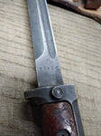 Vtg 1980s Czechoslovakian 1342c Bayonet Fighting Knife 11 1/8" Leather Scabbard
