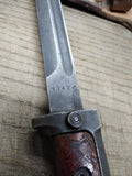 Vtg 1980s Czechoslovakian 1342c Bayonet Fighting Knife 11 1/8" Leather Scabbard
