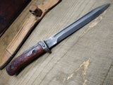 Vtg 1980s Czechoslovakian 1342c Bayonet Fighting Knife 11 1/8" Leather Scabbard