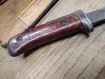Vtg 1980s Czechoslovakian 1342c Bayonet Fighting Knife 11 1/8" Leather Scabbard