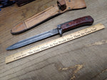Vtg 1980s Czechoslovakian 1342c Bayonet Fighting Knife 11 1/8" Leather Scabbard