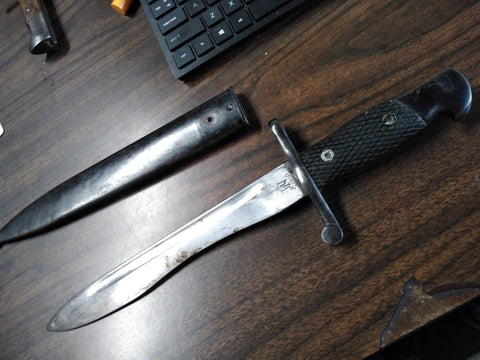 Vtg WW2 TOLEDO Spanish Mauser M1941 Bolo Bayonet Fighting Knife w/Scabbard