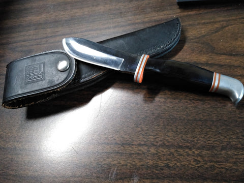 Vtg G96 Brand #950 Rustproof Steel Fixed 4" Blade Hunting Knife Sheath Japan