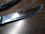 Vtg Colonial Fixed Blade Hunting Knife 5.5" Blade Metal Handle w/Olsen Sheath