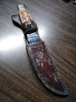 Vtg Colonial Fixed Blade Hunting Knife 5.5" Blade Metal Handle w/Olsen Sheath