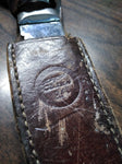 Vtg Colonial Fixed Blade Hunting Knife 5.5" Blade Metal Handle w/Olsen Sheath